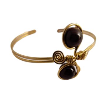 Flexible Gold-Plated Bracelet with Stone Inlay